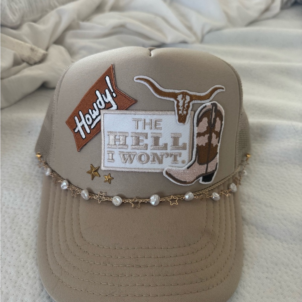 Custom Made Tan Western Themed Trucker Hat